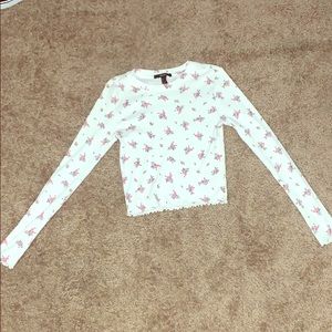 floral ribbed shirt.